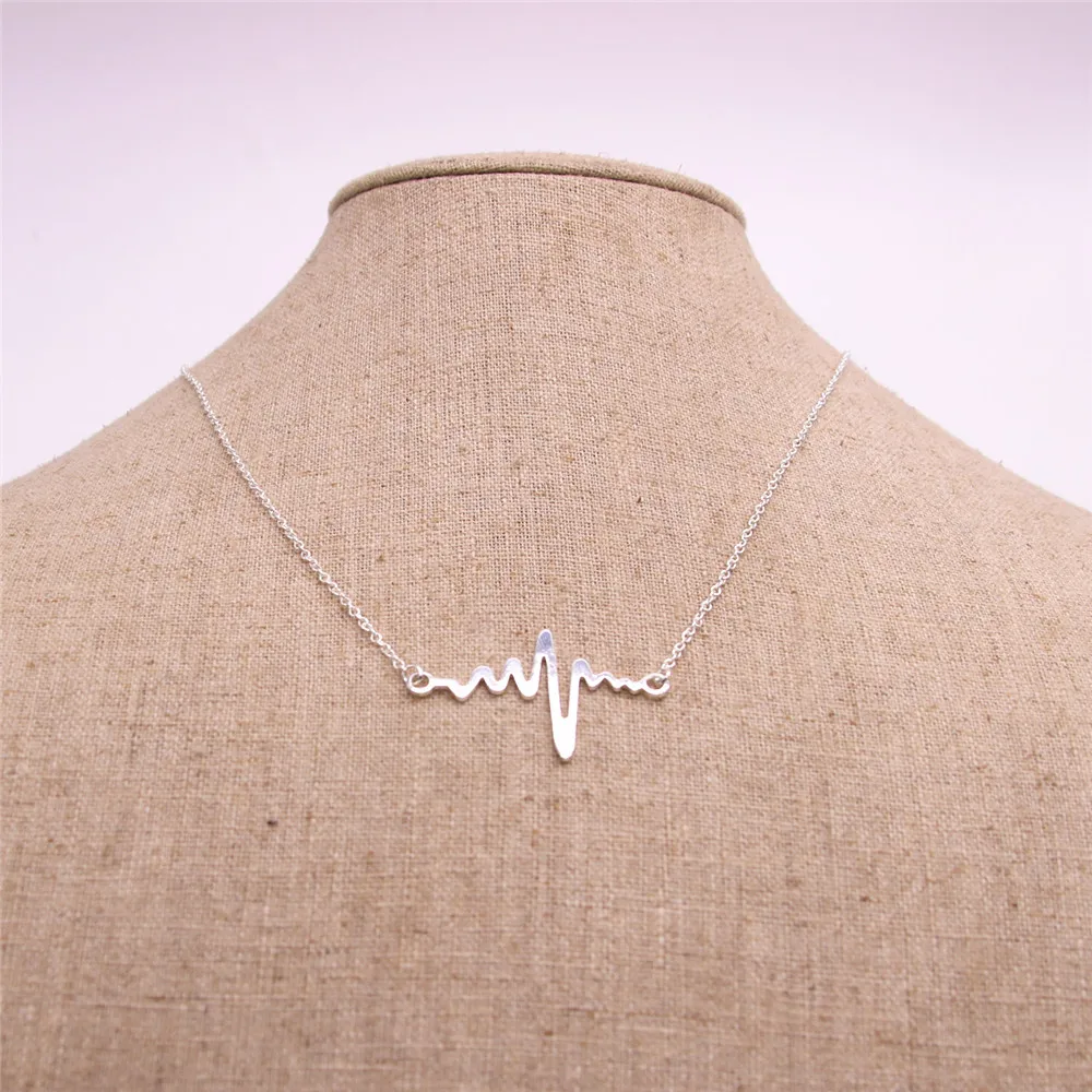 

Electrocardiogram girls pendant necklace Wave pattern pendant necklace for women