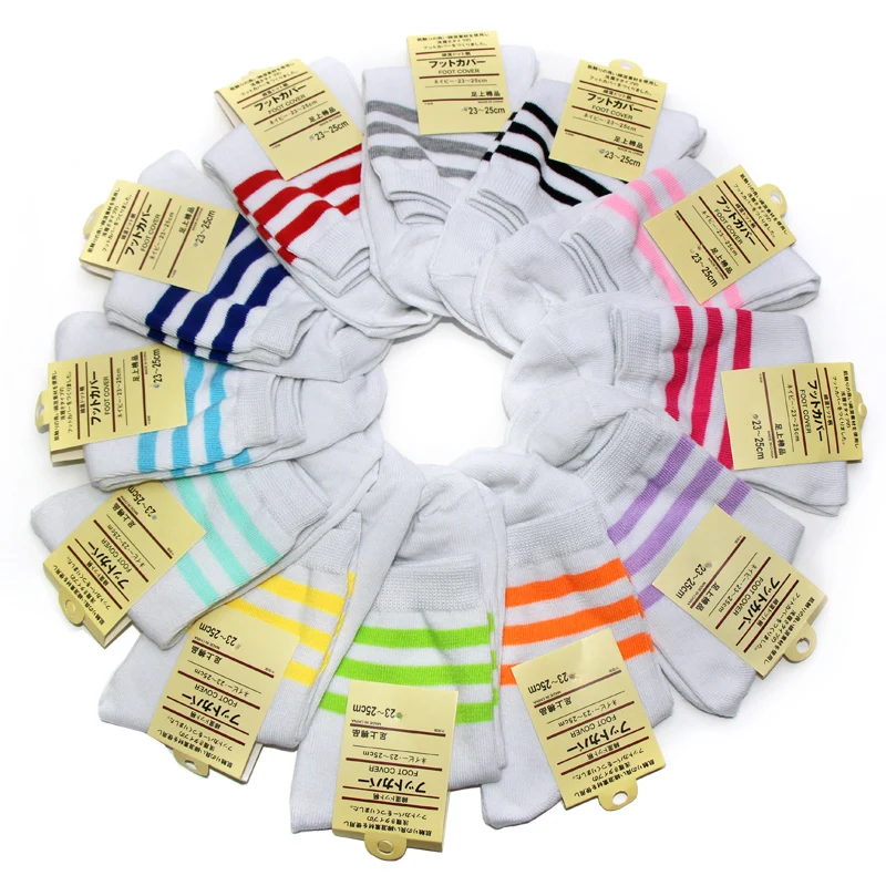 Женские короткие носки в полоску милые белые однотонные размеры 34 42 Ярда на