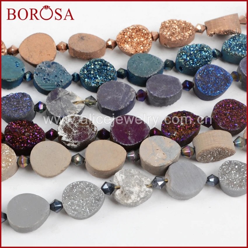 BOROSA 14x12 мм Ручная работа КАПЛЕВИДНАЯ Радуга натуральный Титан Druzy геодезический