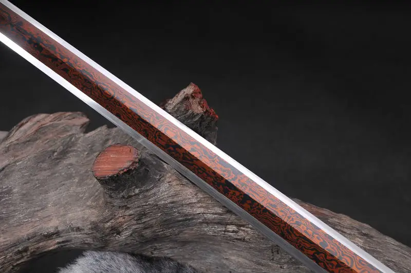 Ретро Китайский меч династии Хань полностью ручной работы дамасский сложенный