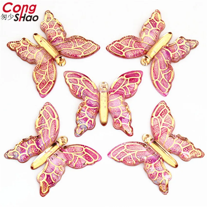 10 шт. 34*40 мм Большой разноцветными бабочками Пришивные Акриловые стразы отделкой