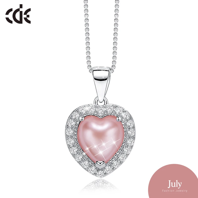 CDE 925 пробы ожерелье украшено кристаллами Swarovski Кулон ожерелье сердце ожерелье Любовь Ювелирные изделия воротник ювелирные изделия - Цвет камня: July