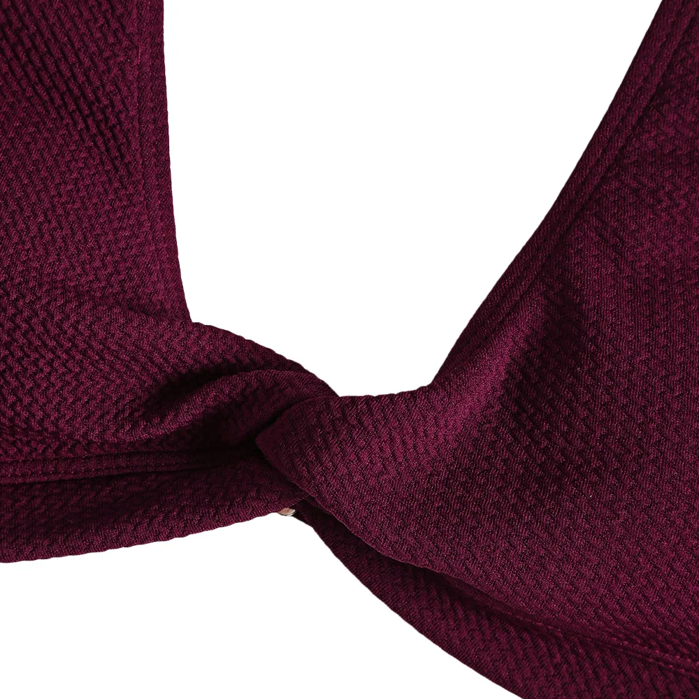 Женский бикини ZAFUL однотонный купальник с низкой талией текстурированный