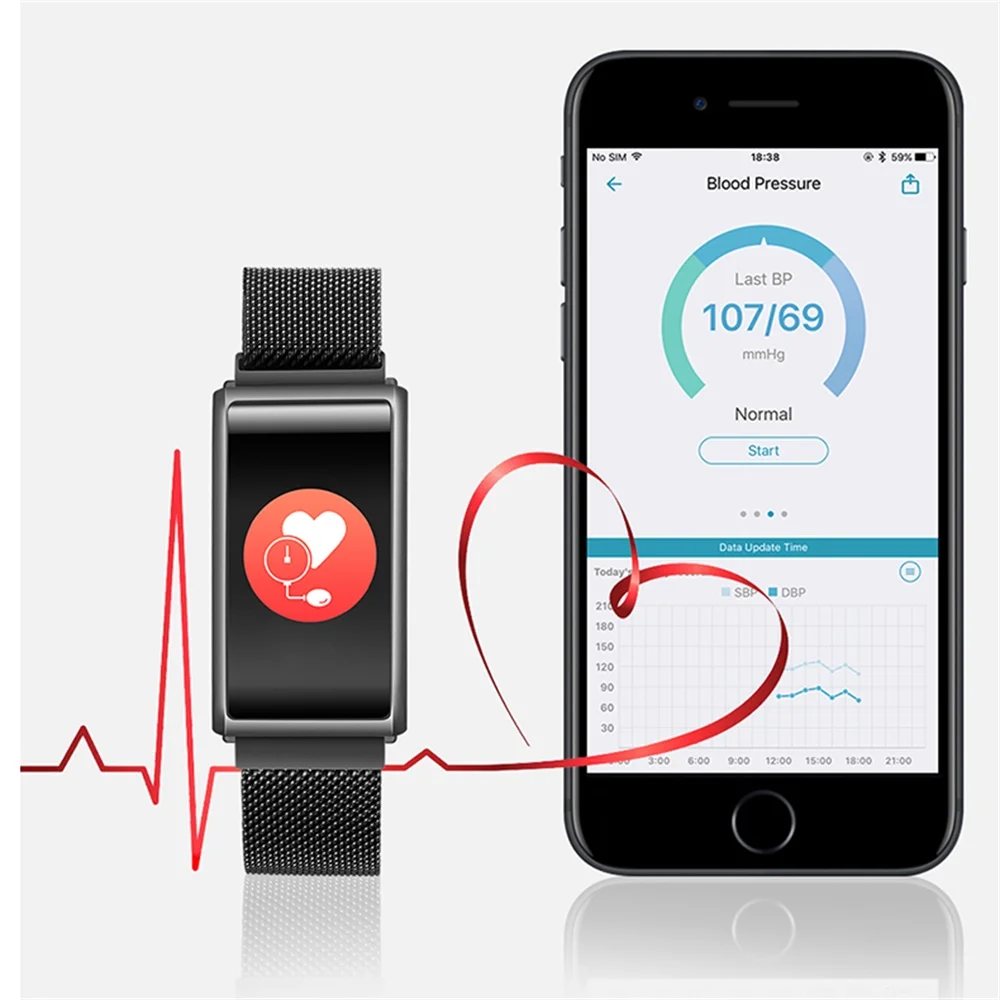 696 Smart R02 браслет Sleep Monitor Фитнес трекер сердечного ритма умный Браслет крови