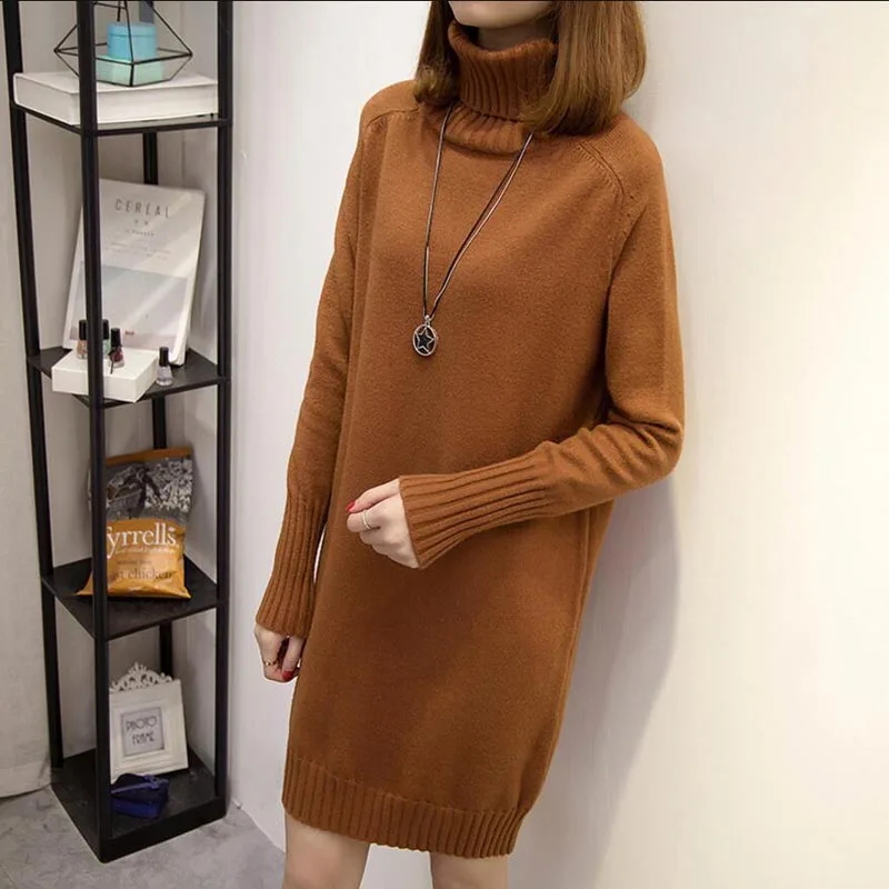 Autumn winter sweater 2018 new high-necked women long section of hedging primer shirt Slim Knitwear Jumper thickening | Женская одежда
