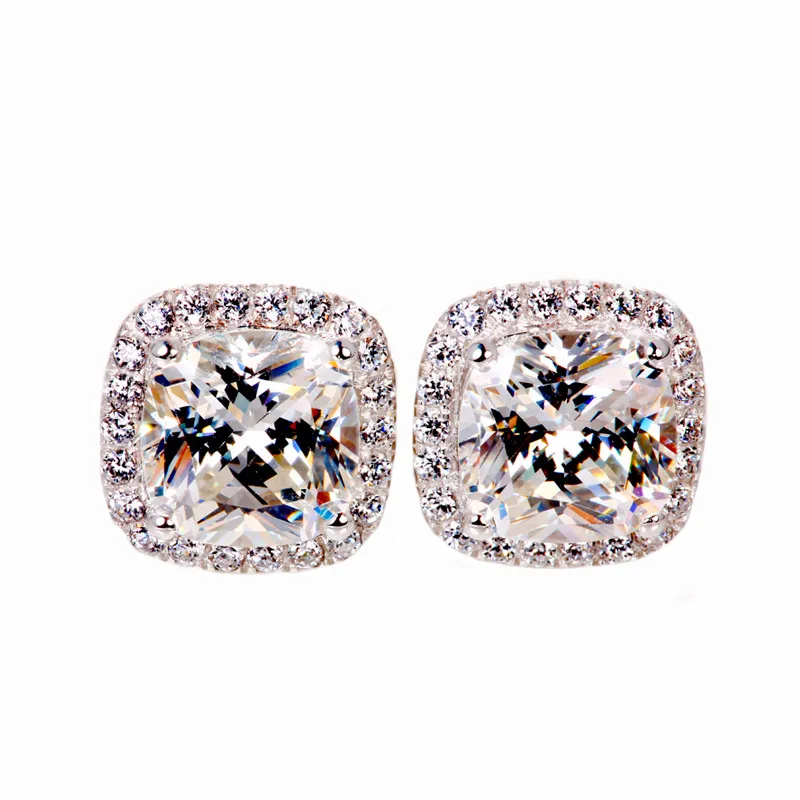 Женские винтажные серьги гвоздики двойные из серебра 925 пробы с желтым и белым