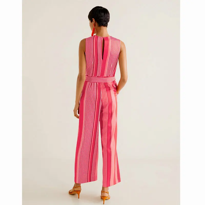 Красный для женщин в полоску длинные Комбинезоны галстук-бабочка пояс карманы со