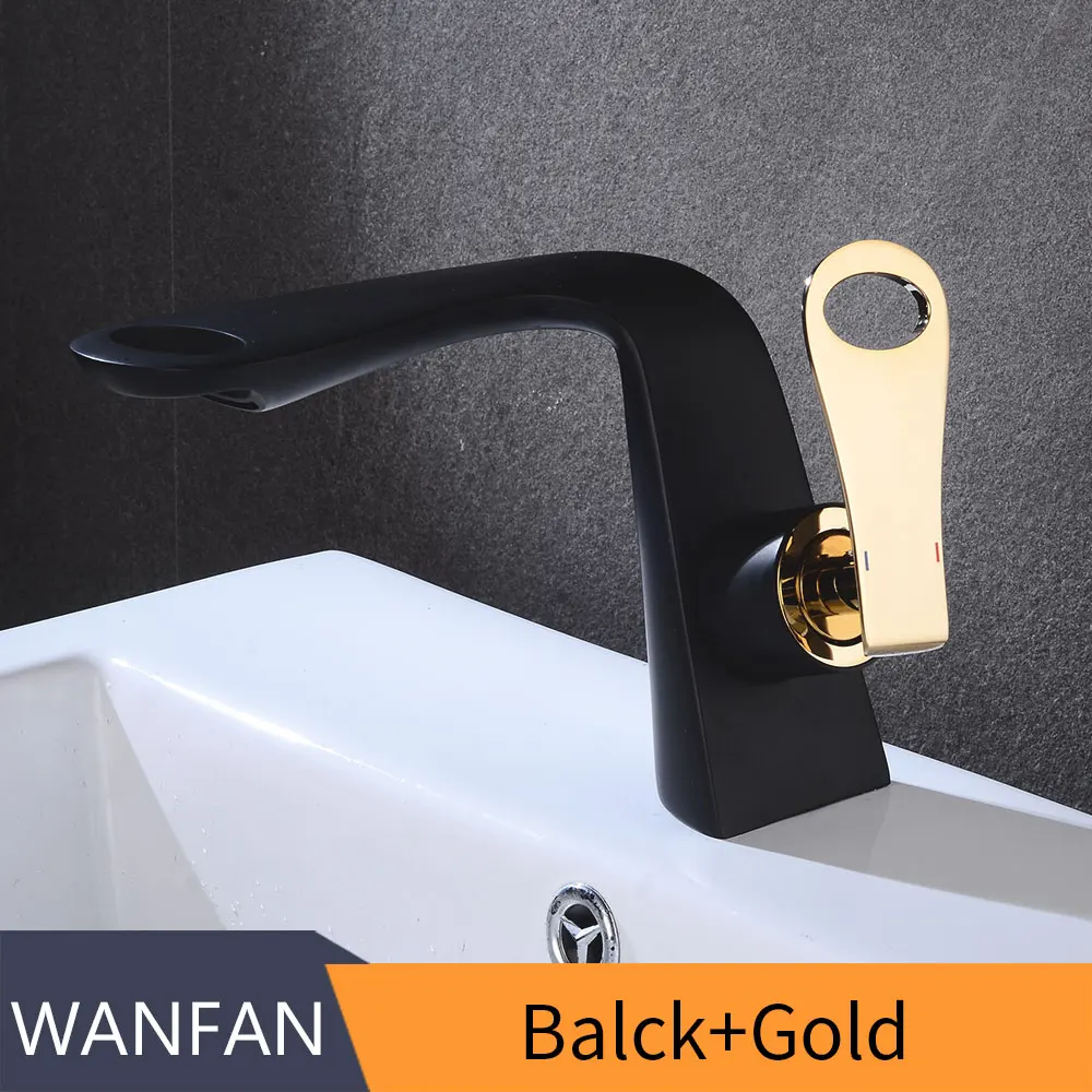 Balck and Gold Смеситель для раковины для ванной комнаты Torneira Para Banheiro, черный кран для раковины, кран на бортике Grifo Lavabo, смеситель для горячей и холодной воды, кран 855771 - Цвет: Balck and Gold