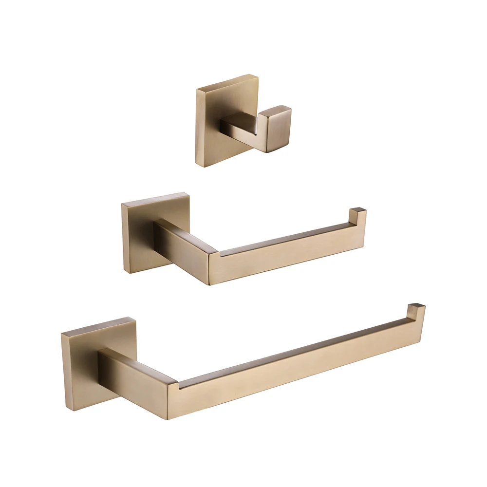 Bathroom Sets C Держатель для полотенец для ванной комнаты, аксессуары для ванной комнаты из матового золота, 304 нержавеющая сталь, набор для ванной комнаты, полотенце с кольцом, стержень для полотенец, крючок для халата - Color: Bathroom Sets C