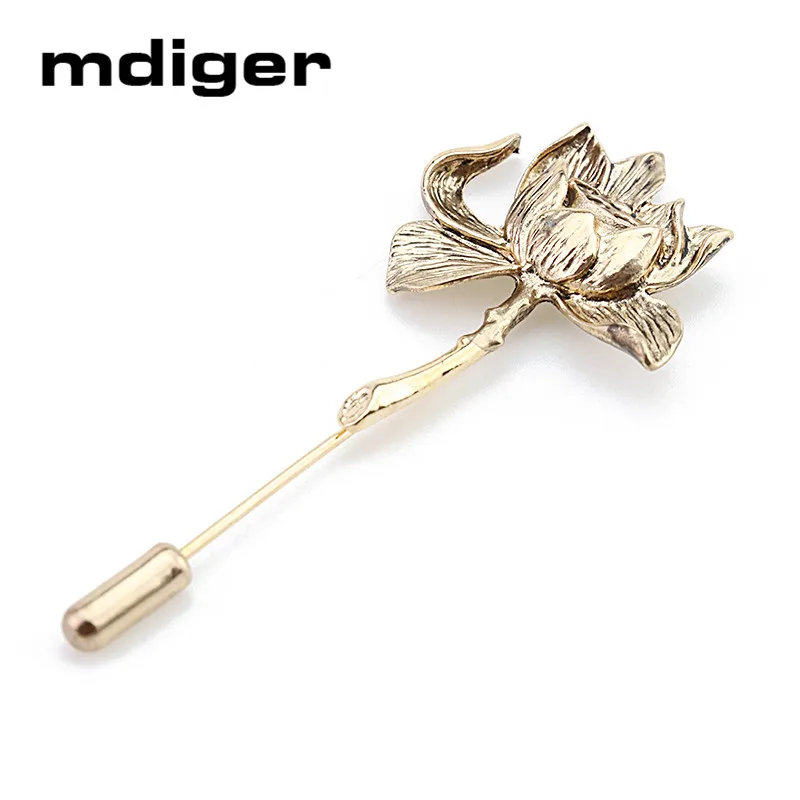 Brand Antique Brooches Metal Lotus Flower Brooch Collar Pins Men Wedding Lapel Suit Accessories | Украшения и аксессуары