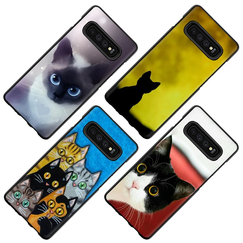 Black Cat Staring Eyes Soft Phone case for Samsung S6 S7 Edge S8 S9 10 Plus S10e Note 8 9 M10 M20 M30 M40 | Мобильные телефоны и