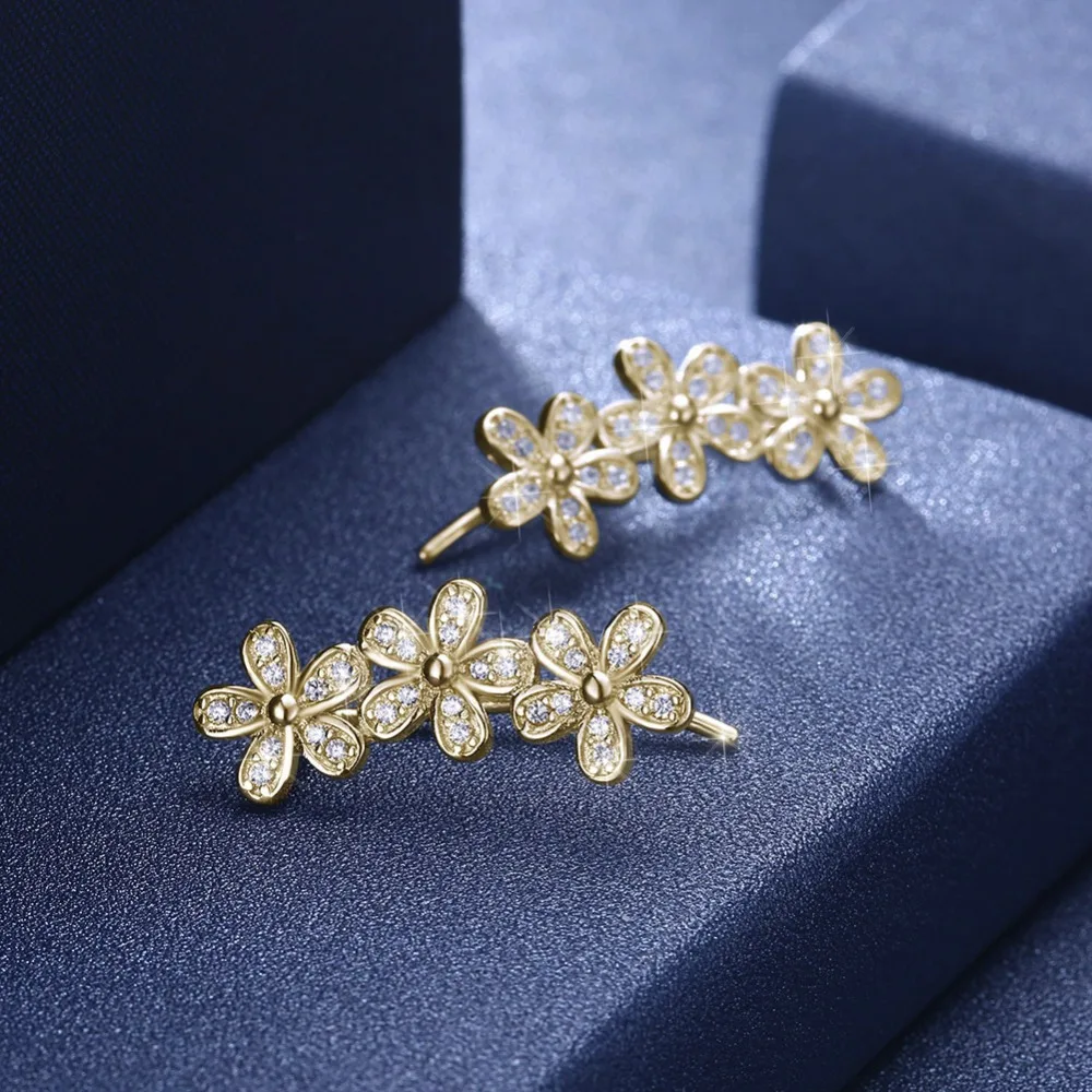 Серьги из серебра 925 для женщин, украшение с фианитом, Новое поступление, милый цветок, романтический подарок(Jewelora EA102984