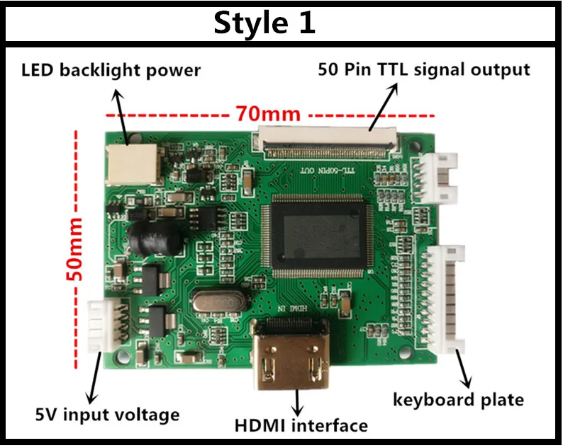 Плата контроллера LCD TTL LVDS HDMI VGA 2AV 50PIN для платы драйвера 7300101463 1024*600 | Компьютеры и