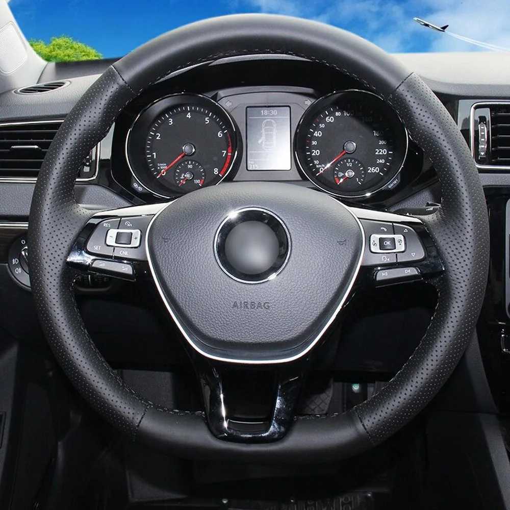 Кожаный чехол для руля Volkswagen Golf 7 MK7 Polo Jeta Passat B8 2016 38 см|Чехлы на руль| |
