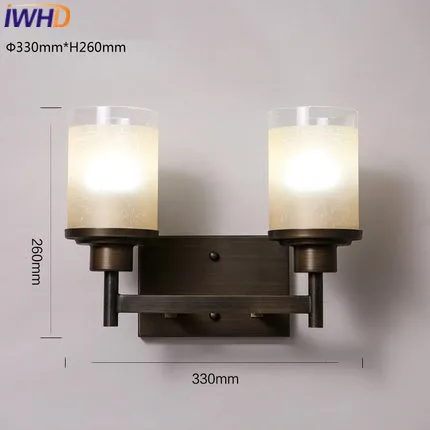 

IWHD Glass Arandela Loft Industria Vintage Wall Lamp LED 2 Heads Candle Iron Sconce Luminaire On The Wall Home Lighting Stairs