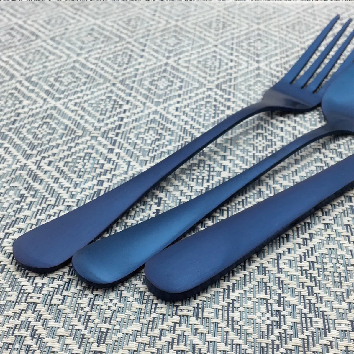 4 шт. синий набор столовых приборов из нержавеющей стали столовая посуда черный
