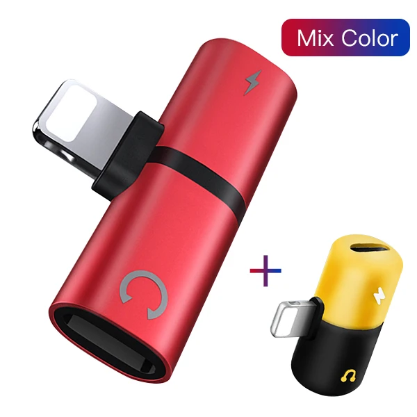2PC Mix Color ACCEZZ мобильный телефон адаптер для iphone X 8 7 XS MAX XR двойной разветвитель освещения AUX Наушники Аудио Быстрая зарядка прослушивание адаптер - Цвет: 2PC Mix Color
