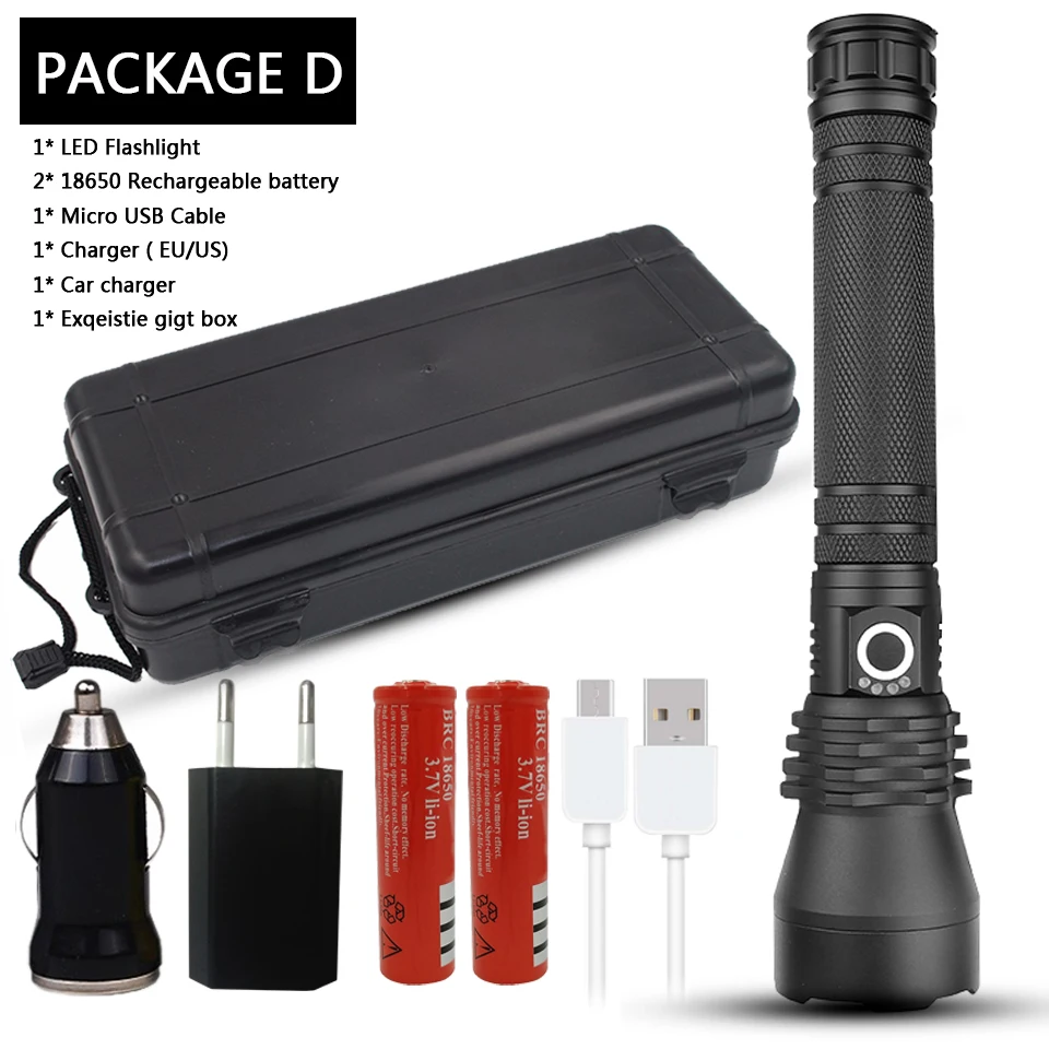 Package D XLamp xhp70.2 самый мощный светодиодный фонарик usb Zoom фонарь xhp50 18650 или 26650 перезаряжаемый аккумулятор - Испускаемый цвет: Package D