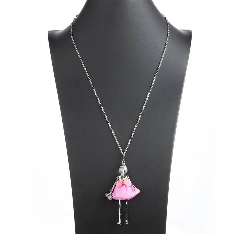 

WNGMNGL Women Pendant Necklace Charm Bow Dress Crystal Long Doll Necklace For Women 2018 New Arrival Statement Fashion Jewelry