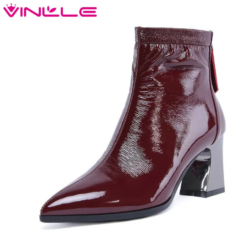 VINLLE/2019 г. зимняя обувь Высокое качество Модные женские ботильоны на платформе