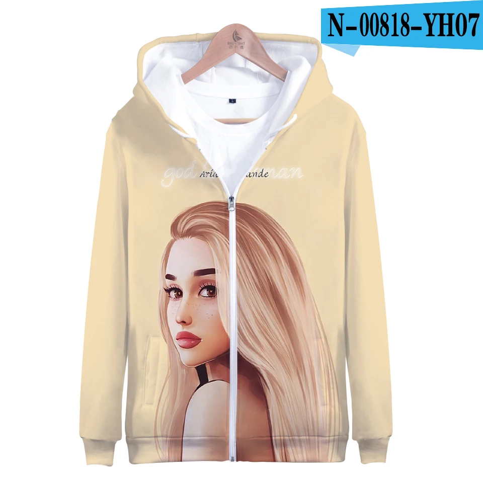 Ariana Grande 3D толстовка на молнии повседневные толстовки Новая мода крутая Highstreet осенне-зимняя одежда толстовка - Цвет: Зеленый