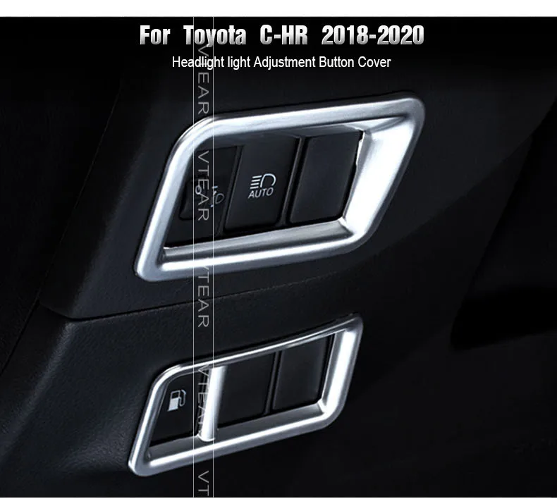 Vtear для Toyota C-HR CHR, аксессуары, противотуманный светильник, головной светильник, переключатель, панель, рамка, накладка, АБС ХРОМ, внутренние молдинги