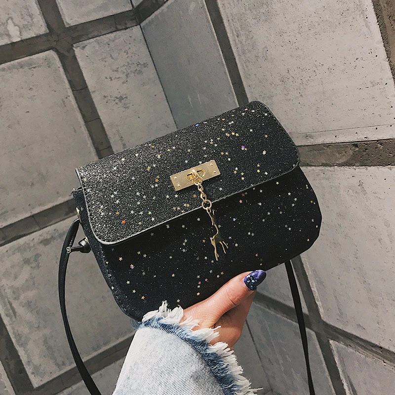 Perilla Women Vintage Sequins Leather Bags Fashion Small Shell Bag With Deer Design Shoulder Casual Crossbody | Багаж и сумки