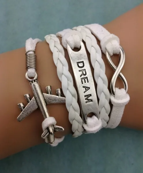 3 шт. бесконечности браслет ручной работы металл очарование кожаный модные jewerlly и