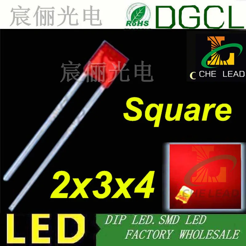 (Квадратный светодиодный Диод) 3 мм желтые диффузные светодиоды 2 * 4
