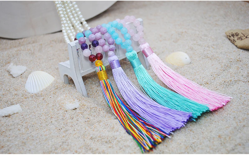 Yumfeel Brand New Long Beaded Tassel Necklace 18 Colors Natural Stone Necklace Women Jewelry Gifts Beach Crystal Quartz