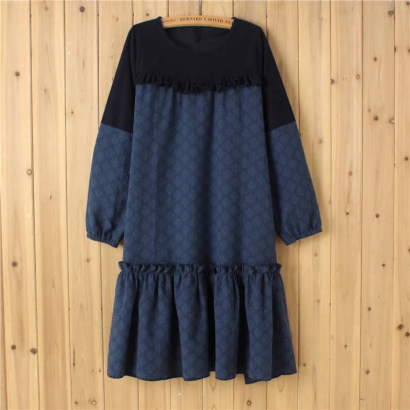 

Autumn And Winter Japanese Korean version loose Mori girl Fashion stitching Pastoral style Pregnant women Lolita Dresses