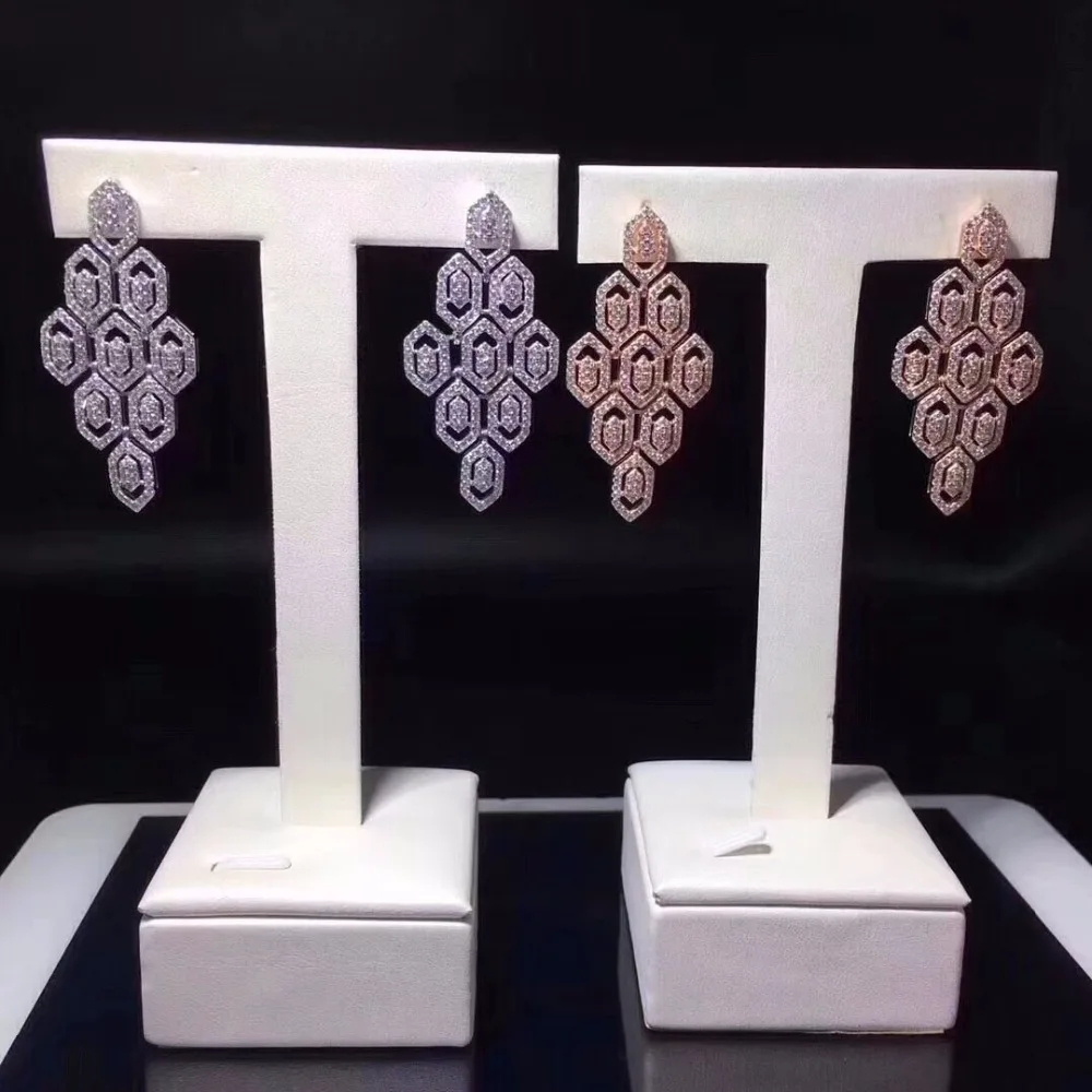 Qi xuan_jewelry_новые Серьги Геометрические серьги S925 серебро инкрустация цирконием