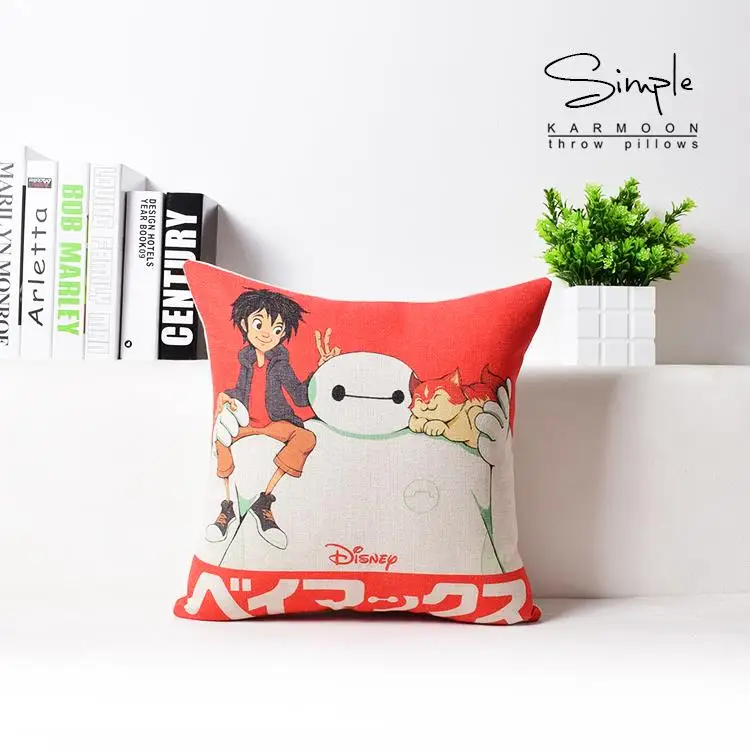 Подушка Big Hero Baymax американская аниме мультяшная льняная наволочка декоративные