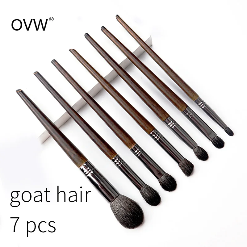 7pcs 57810111219 OVW натуральный козий волос Макияж Кисти Набор Профессиональный набор brocha maquillaje peddzle do makijazu смешивание sminging кисти шейдер - Handle Color: 7pcs 57810111219