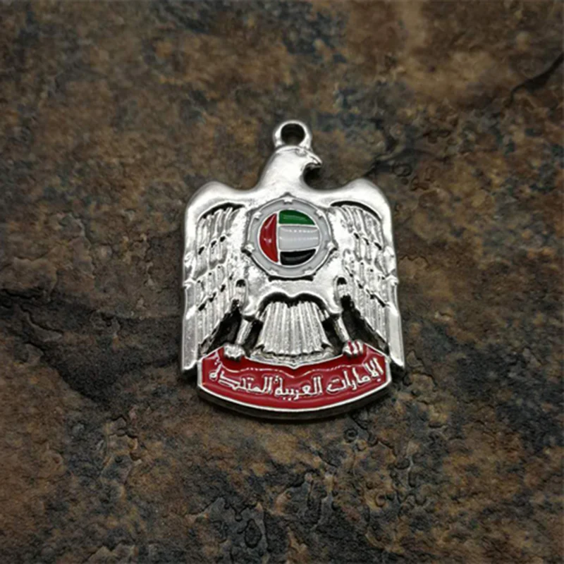 

Emblem of United Arab Emirates Logo Gold Rosary Arabic Metal accessories fashion pendant National Day gift