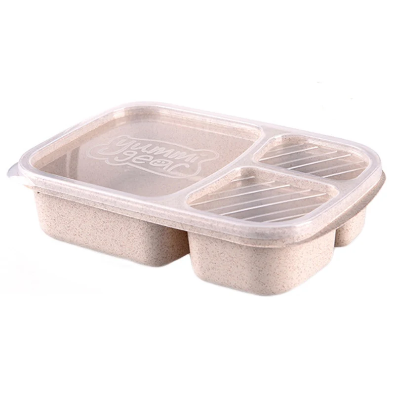 Детская пищевая посуда пшеничная солома Экологичная коробка для ланча с 3