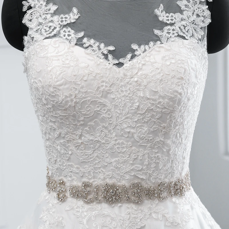 Женское свадебное платье со шлейфом кружевное с открытой спиной и аппликацией 2021