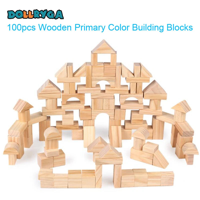 Деревянные строительные блоки DOLLRYGA 100 шт. Деревянный конструктор игрушки для