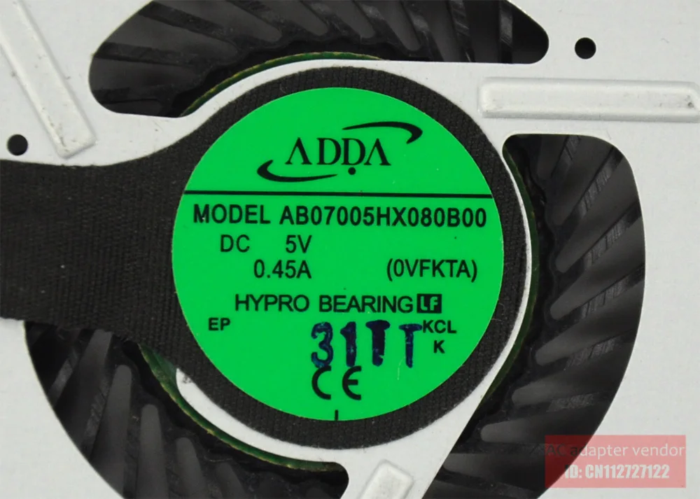 

New original ADDA AB07005HX080B00 0vfkta 5V 0.45A notebook cooling fan