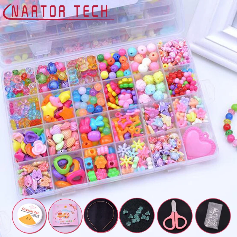 DIY Beads Colourful Jewellery Jewel Handmade Hairpin Bracelet Necklace Girl Gift Children's Toys 24 lattice | Игрушки и хобби