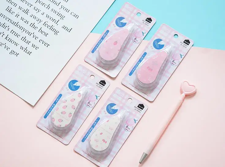 1 шт. Kawaii фрукты Клубника пресс тип декоративные пластиковые коррекционные ленты корректор Канцтовары офисный школьный поставка подарки