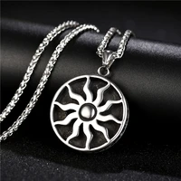 316l stainless norse vikings pendant necklace sun amulet pagan solar symbol slavic wheel amulet men fashion jewelry