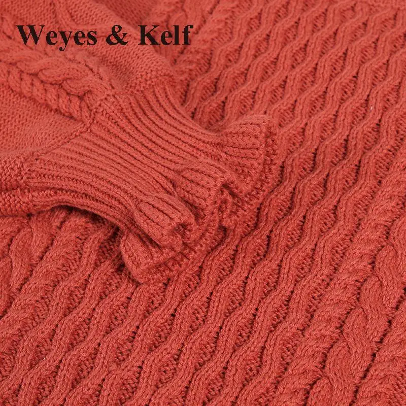 Weyes &amp Kelf Long Sleeve Warm Women Sweaters And Pullovers 2018 Solid Orange O-neck Womens Pulover Winter Jumpers | Женская одежда