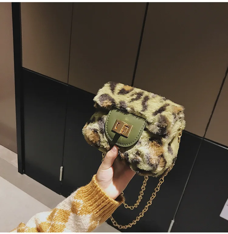 Женская сумка на плечо из искусственного меха модная женская с леопардовым