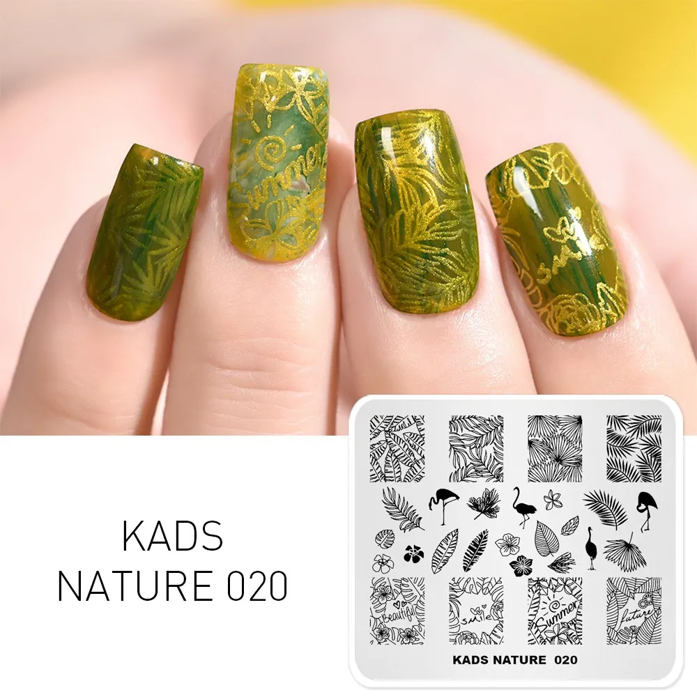 KADS NATURE 20 Фламинго цветок пластины для штамповки ногтей штамповка изображения DIY