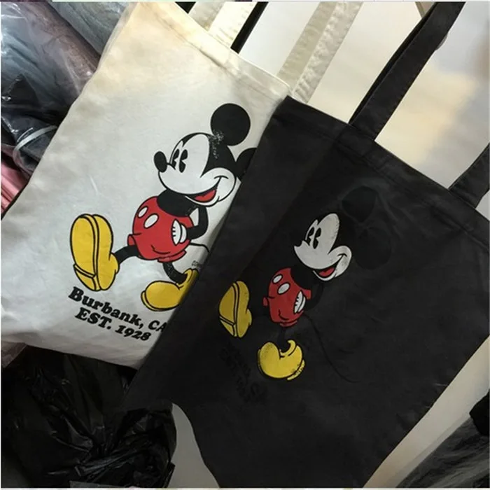 Disney Mickey Холщовая Сумка зеленая сумка для покупок маленькая свежая наплечная