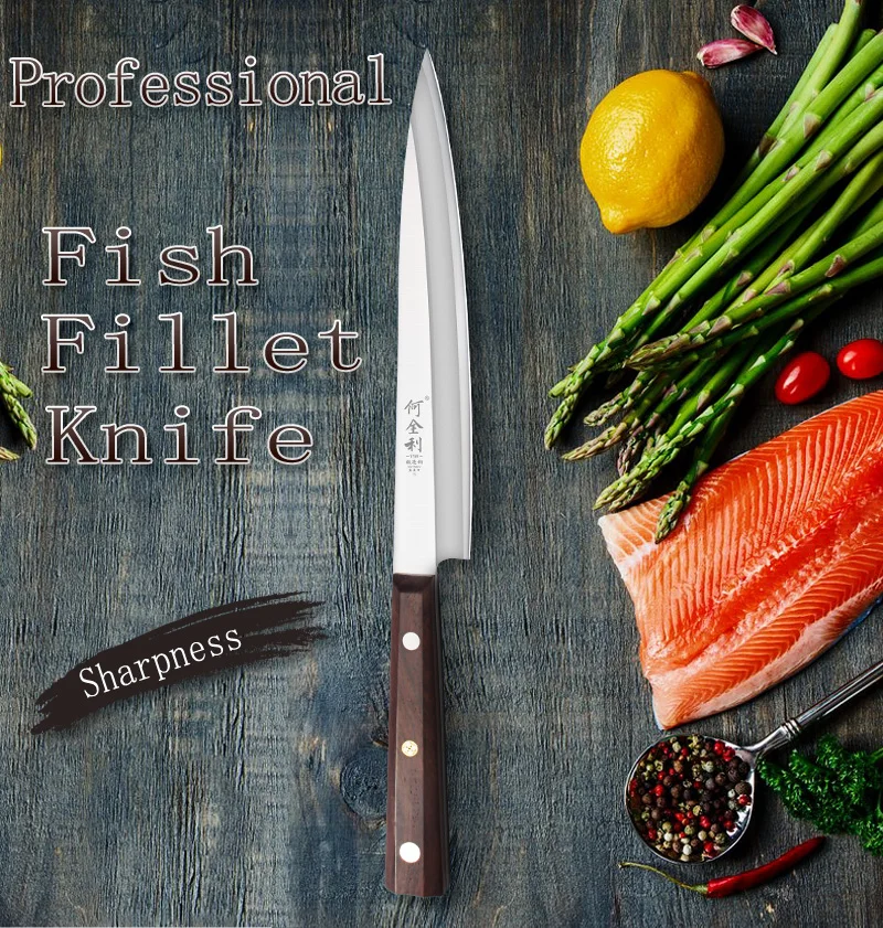 King Sea Sashimi нож 5Cr15Mov Высокое качество Профессиональный Филейный Нож для рыбы лосось суши нож кухня кухонный нож