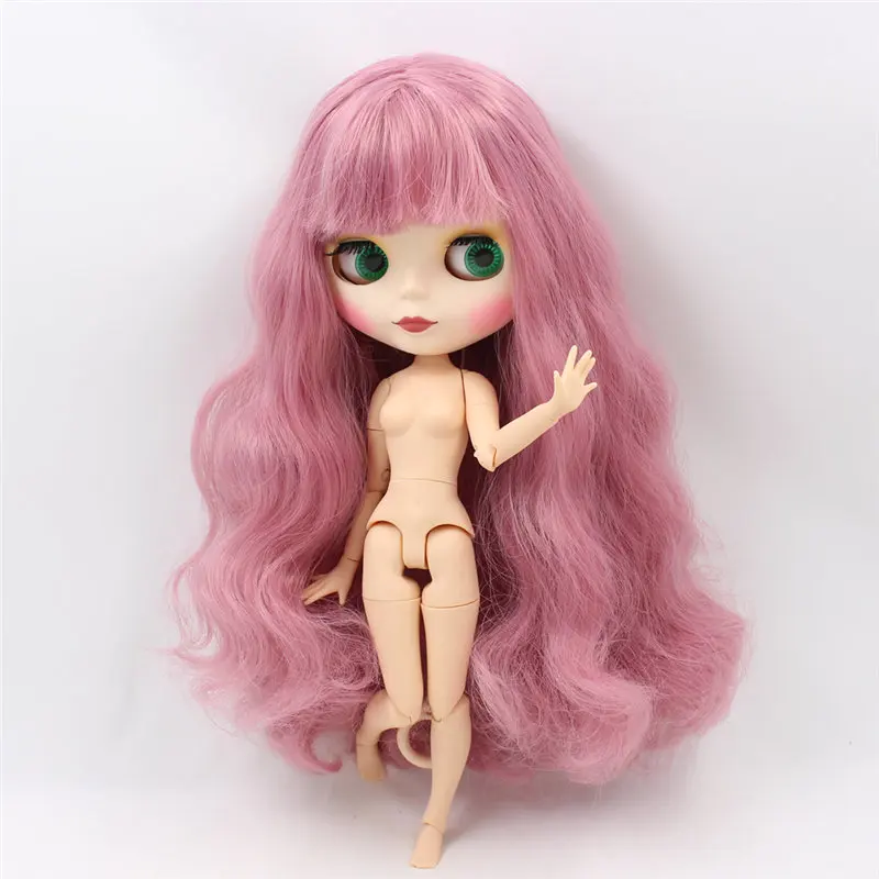 Nude doll Blyth bjd кукла Обнаженная розовые волосы с челкой матовое лицо подходит для DIY Bjd 1/6 blyth joint body Doll toys - Цвет: Nude doll