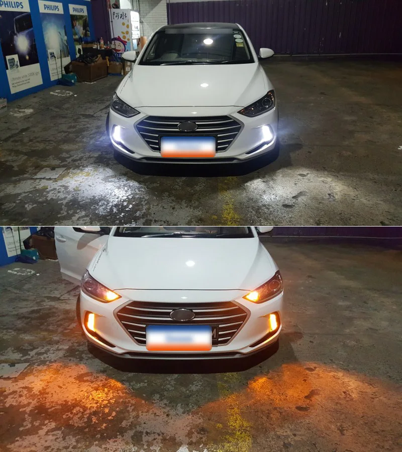 Для hyundai Elantra дневной ходовые огни светодио дный DRL Противотуманные лампы с желтым включать свет реле