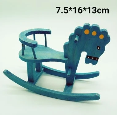 blue 1 шт. кукольный домик Миниатюрный 1:12 Hobbyhourse мебель для кукол мини деревянная лошадь для Blyth Licca azone аксессуары для фотографирования - Цвет: blue